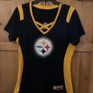 Woman’s Pittsburg Steelers jersey with bling